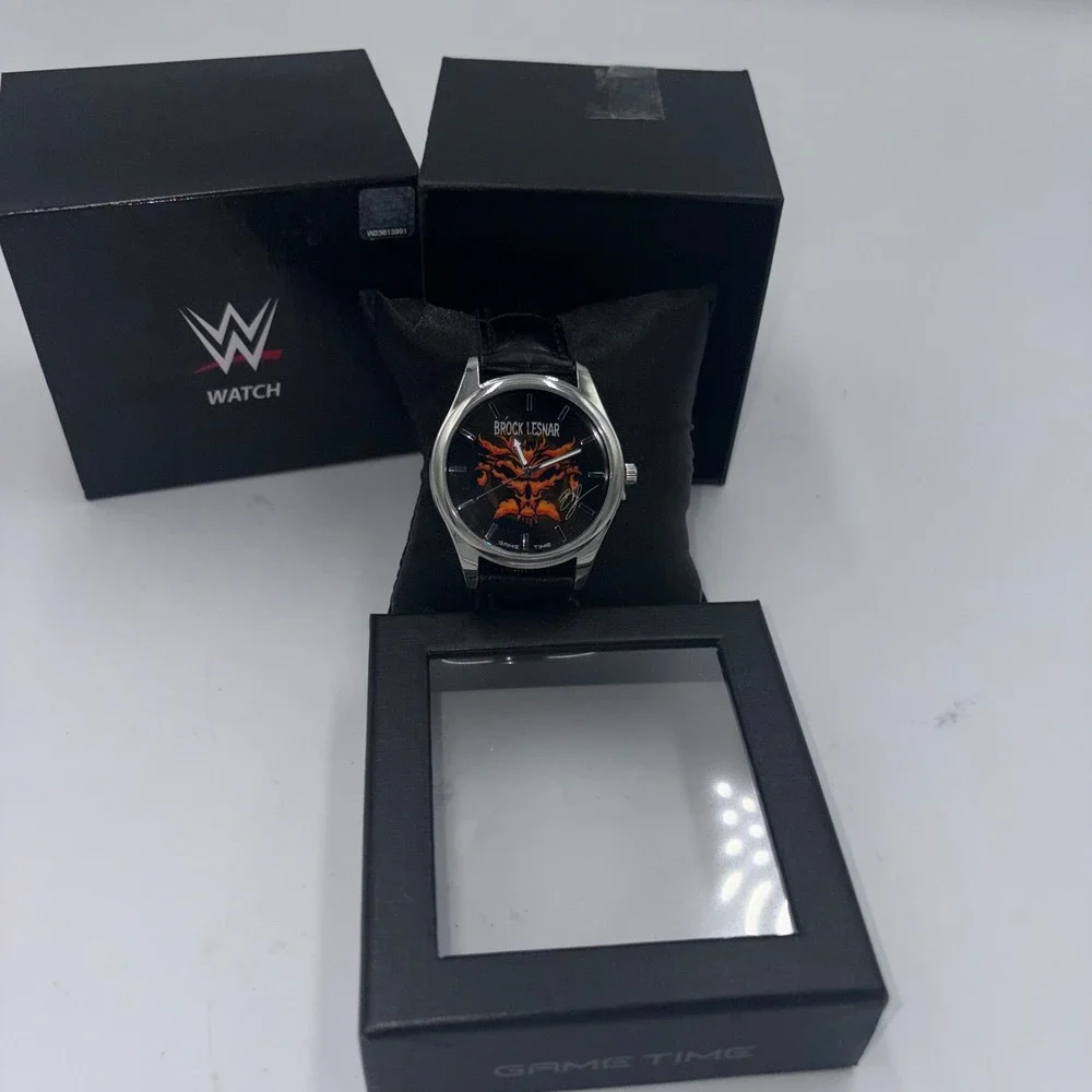 WWE Brock Lesnar Watch Game Time Pioneer Black Series Silver Tone New Box 1033